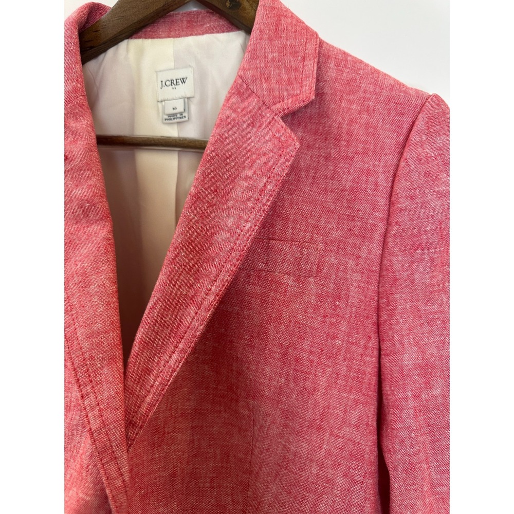 J.Crew Schoolboy Blazer Jacket Linen Blend Pink Rose Heather Women's Size 10 - Picture 6 of 11
